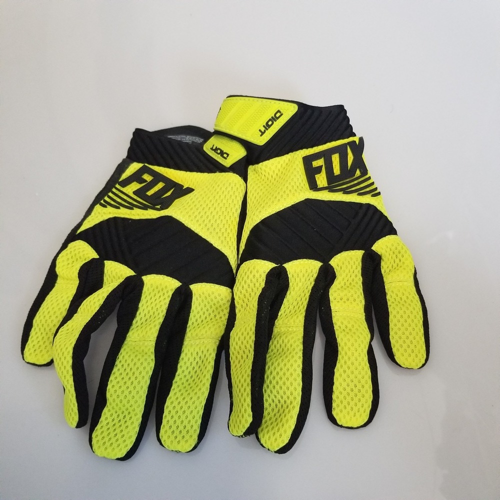 Fox Gloves Mens Medium Yellow Black Digit MTB Mountain Bike Motocross MX Cycling